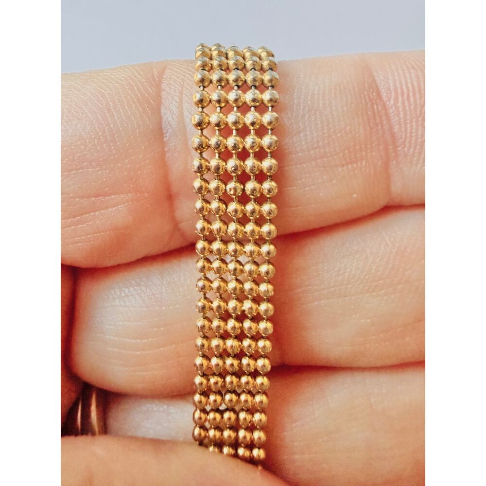 Vintage Unique Italy 925 Sterling Silver Gold Vermeil Multi-Strand Bead Bracelet